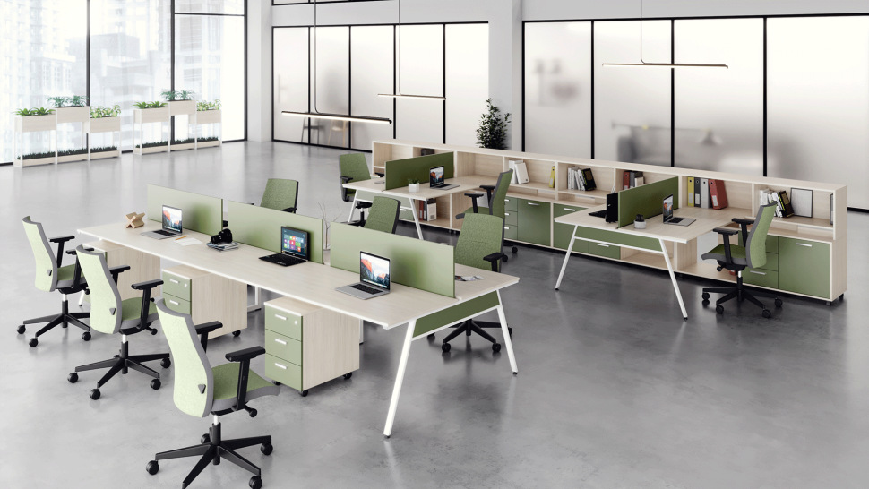 Визуализация на бюра Ай-офис - 6 раб. места